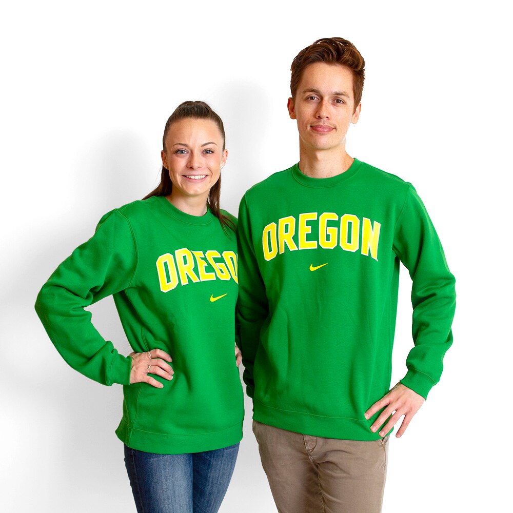 Arched Oregon, Nike, Green, Pullover, Cotton Blend, Men, Fleece, Pullover, Sweatshirt, 301670